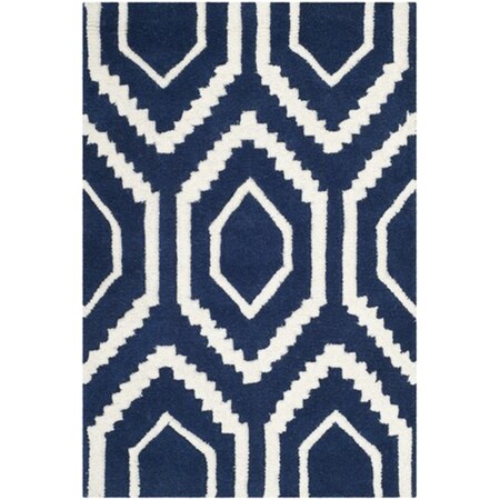 Safavieh Chatham Hand Tufted Rectangle Rug- Dark Blue - Ivory- 3 x 5 ft. CHT731C-3